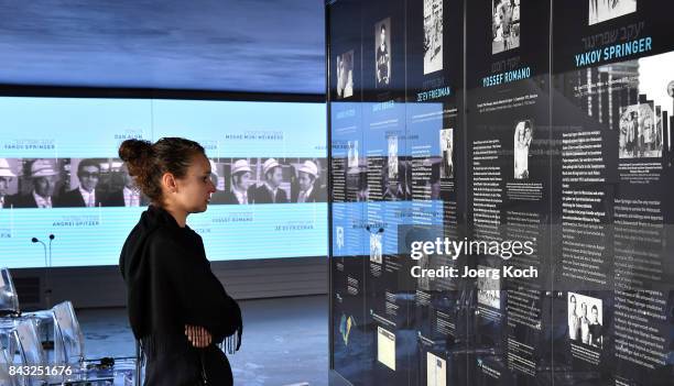 Guest of the inauguration of a new memorial to commemorate the 1972 Palestinian terror attack at the Munich Olympics visits the place after the...