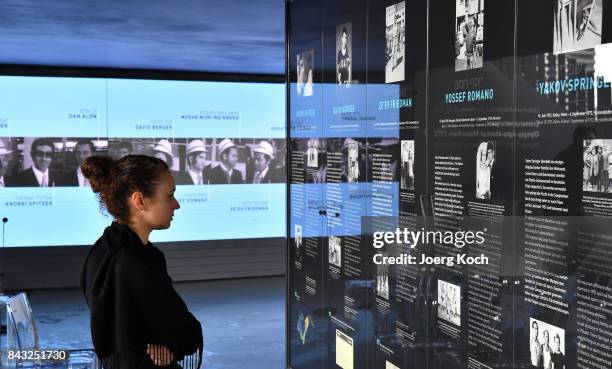 Guest of the inauguration of a new memorial to commemorate the 1972 Palestinian terror attack at the Munich Olympics visits the place after the...