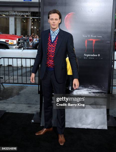 Actor Bill Skarsgard attends the premiere of Warner Bros. Pictures and New Line Cinemas' 'It' at TCL Chinese Theatre on September 5, 2017 in...