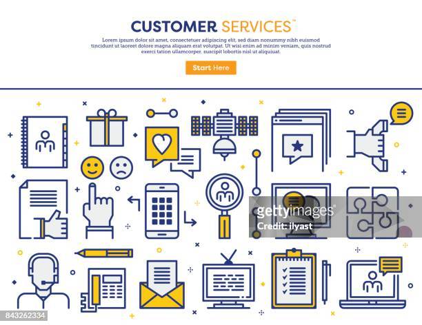 customer services concept - fast form stock illustrations