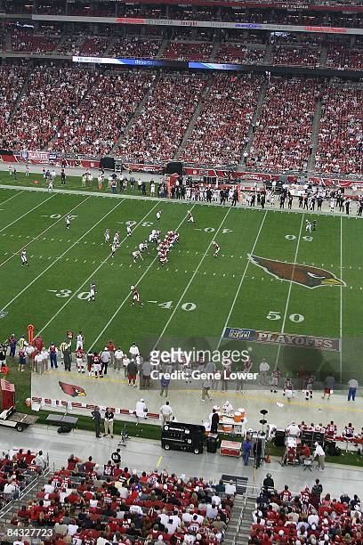 General view of the field with NFL logos during an NFC Wildcard Playoff game between the Atlanta Falcons and the Arizona Cardinals at University of...