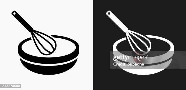 schüssel und whisker-symbol auf schwarz-weiß-vektor-hintergründe - schnurrhaar stock-grafiken, -clipart, -cartoons und -symbole