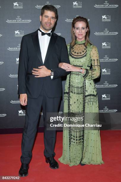 Deputy CEO of Jaeger-LeCoultre Geoffroy Lefebvre and Amanda Shadforth arrive for the Jaeger-LeCoultre Gala Dinner during the 74th Venice...