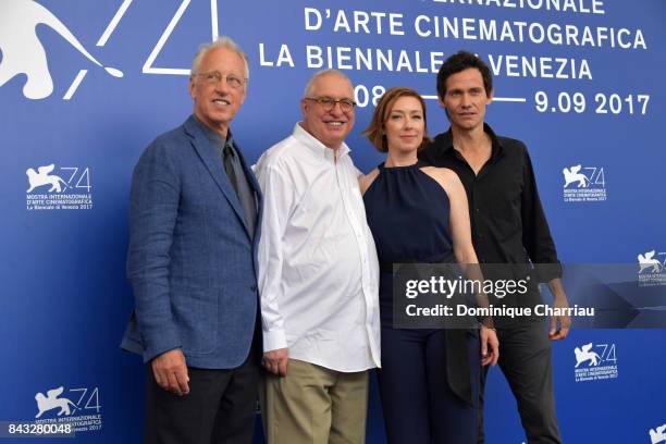 Eric Olson, Errol Morris, Molly Parker and Christian Camargo attend the 'Wormwood' photocall during the 74th Venice Film Festival at Sala Casino on...