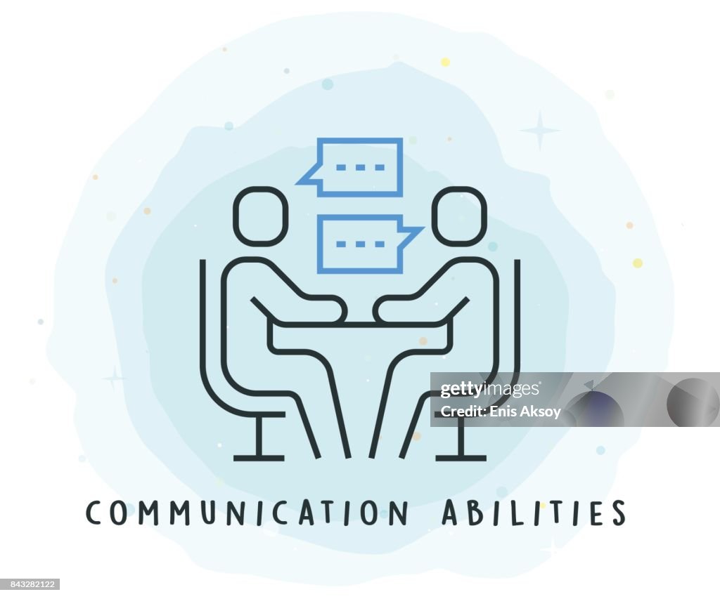 Communication Abilities Icon with Watercolor Patch