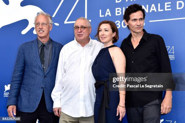 Eric Olson, Errol Morris, Molly Parker and Christian Camargo attend the 'Wormwood' photocall during the 74th Venice Film Festival at Sala Casino on...