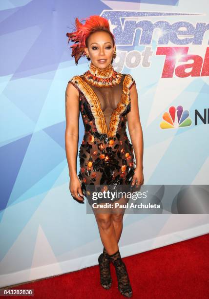 Singer / TV Personality Mel B attends the NBC's "America's Got Talent" season 12 live show at Dolby Theatre on September 5, 2017 in Hollywood,...