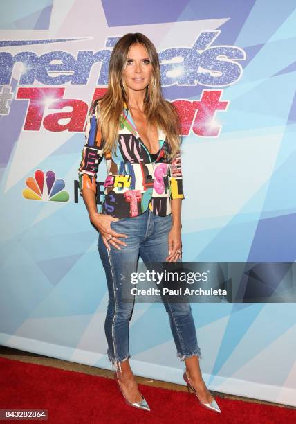 Fashion Model / TV Personality Heidi Klum attends the NBC's "America's Got Talent" season 12 live show at Dolby Theatre on September 5, 2017 in...