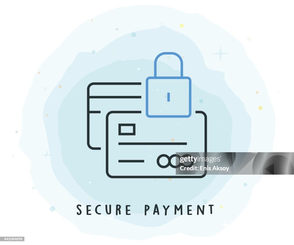 Secure Payment Icon with Watercolor Patch