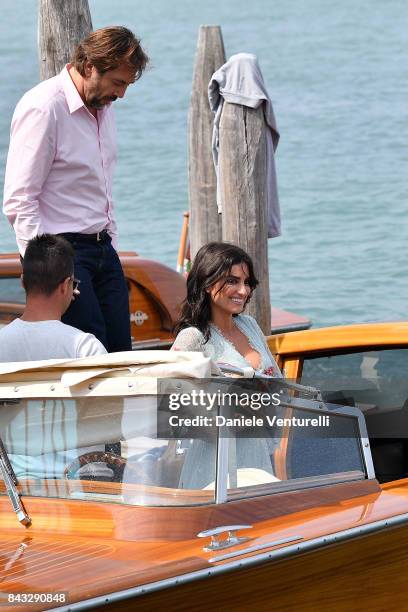 Penelope Cruz and Javier Bardem are seen during the 74th Venice Film Festival on September 6, 2017 in Venice, Italy.