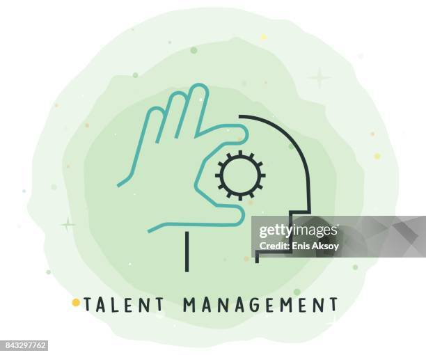 talent management icon with watercolor patch - support group stock illustrations