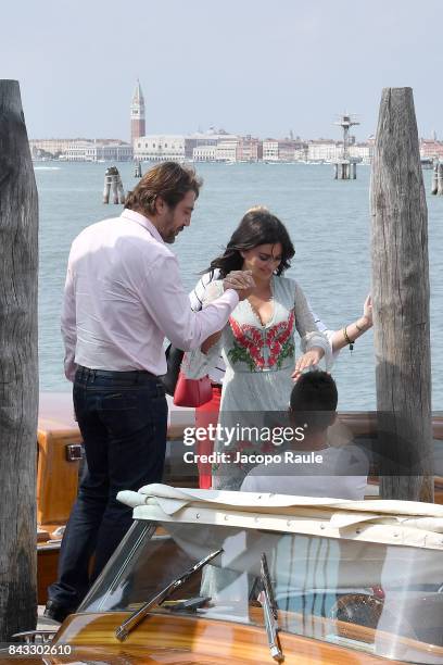 Penelope Cruz and Javier Bardem are seen during the 74th Venice Film Festival on September 6, 2017 in Venice, Italy.