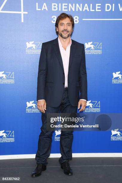 Javier Bardem attends the 'Loving Pablo' photocall during the 74th Venice Film Festival at Sala Casino on September 6, 2017 in Venice, Italy.