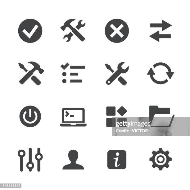 werkzeug und einstellung ikonen - acme-serie - wrench stock-grafiken, -clipart, -cartoons und -symbole