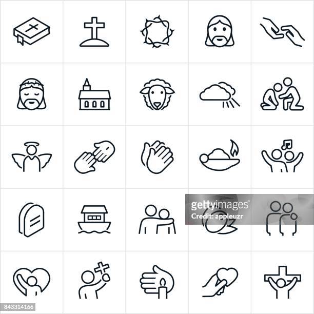 christian faith icons - jesus christ stock-grafiken, -clipart, -cartoons und -symbole