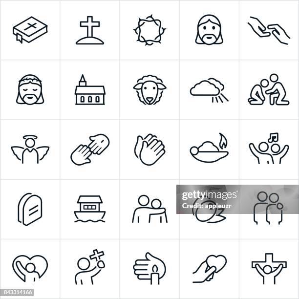 ilustrações de stock, clip art, desenhos animados e ícones de christian faith icons - arca