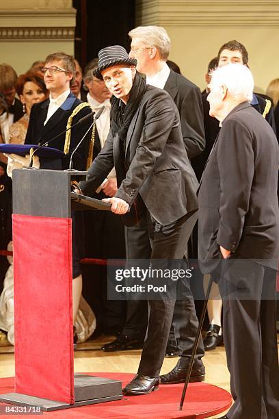 Ralf Bauer recognizes actor Joachim Fuchsberger at the Semper Opera Ball on January 16, 2009 in Dresden, Germany.