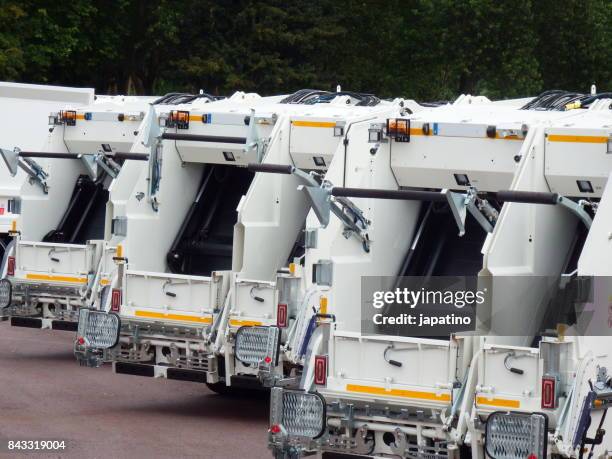 garbage trucks - garbage truck stock pictures, royalty-free photos & images