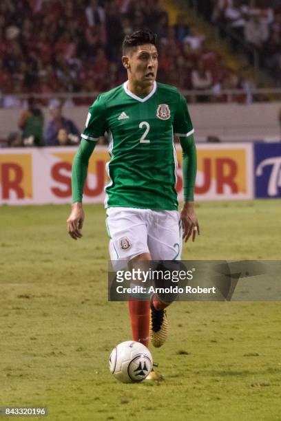 Edson Alvarez of Mexico drives the ball during the match between Costa Rica and Mexico as part of the FIFA 2018 World Cup Qualifiers at Nacional de...