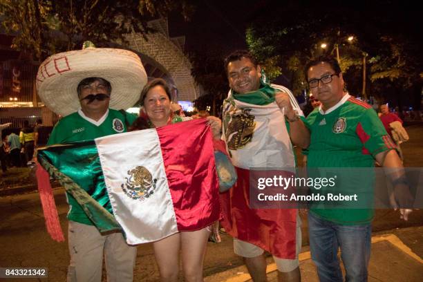 Fans of Mexico pose prior the match between Costa Rica and Mexico as part of the FIFA 2018 World Cup Qualifiers at Nacional de Costa Rica Stadium on...