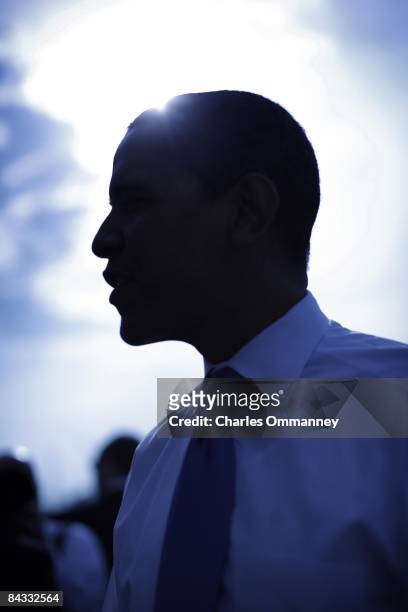 Democratic presidential hopeful U.S Senator Barack Obama greets voters at the Hinkle Fieldhouse Polling station station, May 6, 2008 in Indianapolis,...