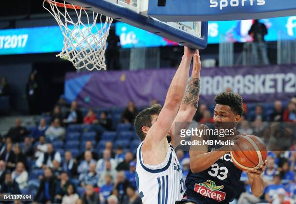 Ziga Dimec of Slovenia, Axel Toupane of France during the FIBA Eurobasket 2017 Group A match between Slovenia and France on September 6, 2017 in...
