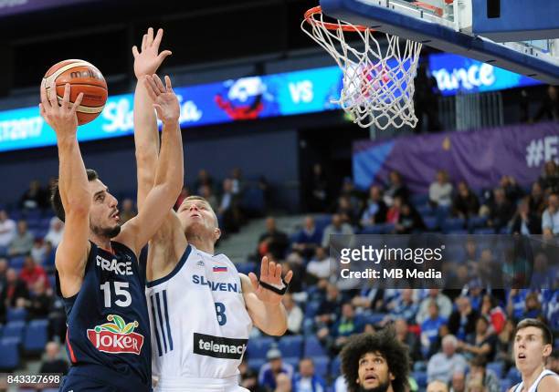 Leo Westermann of France, Edo Muric of Slovenia during the FIBA Eurobasket 2017 Group A match between Slovenia and France on September 6, 2017 in...