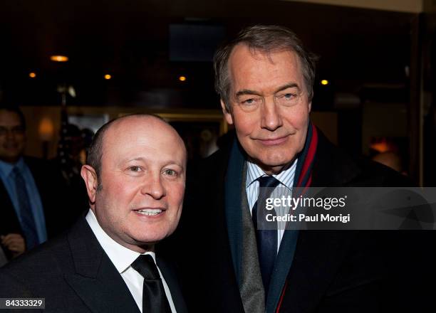 Franco Nuschese and Charlie Rose at the celebration to honor the Inauguration of Barack Obama at Cafe Milano on January 16, 2009 in Washington, DC.