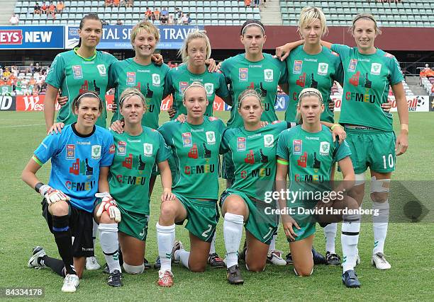 Canberra United pose prior to the W-League 2009 Grand Final match between the Queensland Roar and Canberra United at Ballymore Stadium on January 17,...