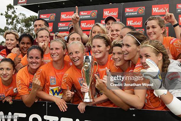 The Queensland Roar women celebrate victory in the W-League 2009 Grand Final match between the Queensland Roar and Canberra United at Ballymore...