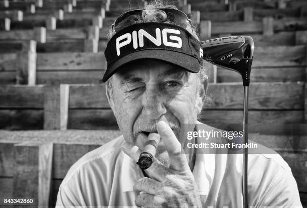Miguel Angel Jimenez of Spain poses for a picture during the pro - am prior to the start of the Omega European Masters at Crans-sur-Sierre Golf Club...