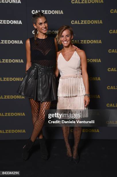 Melissa Satta and Tania Cagnotto attend Calzedonia Legs Show on September 6, 2017 in Verona, Italy.