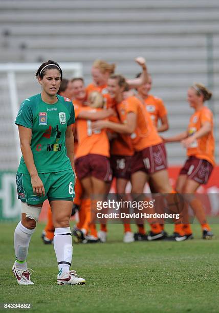 Caitlin Munoz of Canberra walks away while the Roar are celebrate there victory win during the W-League 2009 Grand Final match between the Queensland...