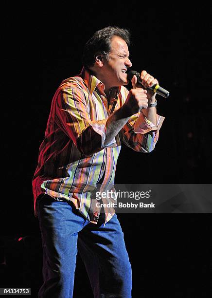 Singer Rob Paparozzi performs with Blood, Sweat & tears at the Community Theatre on January 16, 2009 in Morristown, New Jersey.