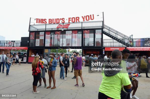 General view of the entrance to the Bud Block area during 2017 Budweiser Made in America - Day 1 at Benjamin Franklin Parkway on September 2, 2017 in...