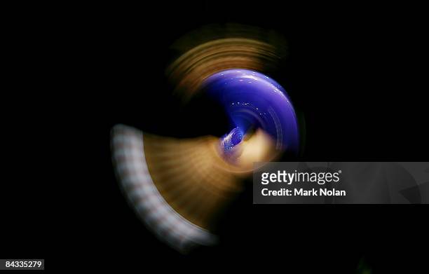Female Australian athlete goes through her routine during the Trampoline competition on day three of the Australian Youth Olympic Festival at the...