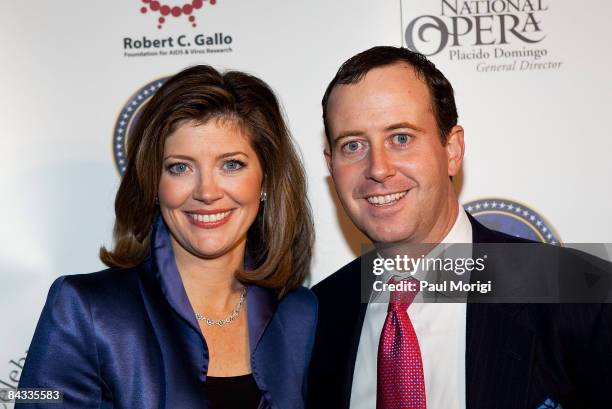Norah O'Donnell and Geoff Tracy at the celebration to honor the Inauguration of Barack Obama at Cafe Milano on January 16, 2009 in Washington, DC.