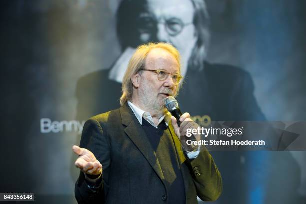 Benny Andersson live on stage during Universal Inside 2017 organized by Universal Music Group at Mercedes-Benz Arena on September 6, 2017 in Berlin,...