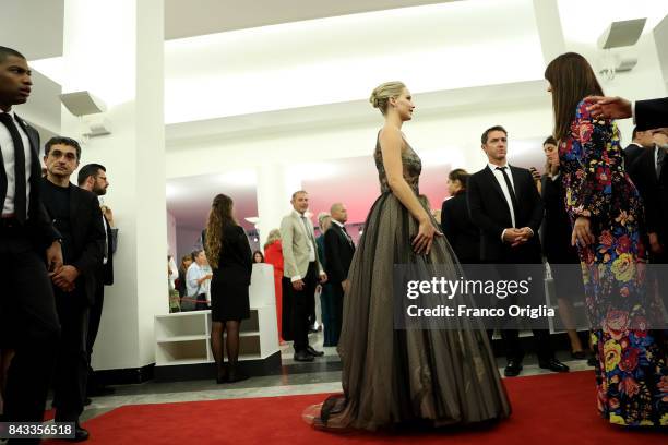 Jennifer Lawrence attends the Gala Screening and World Premiere of 'mother!' during the 74th Venice Film Festival at Sala Grande on September 5, 2017...