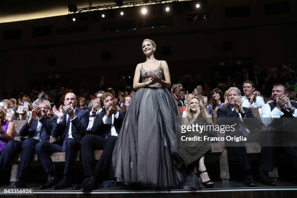 Javier Bardem, Jennifer Lawrence and Michelle Pfeiffer attend the Gala Screening and World Premiere of 'mother!' during the 74th Venice Film Festival...