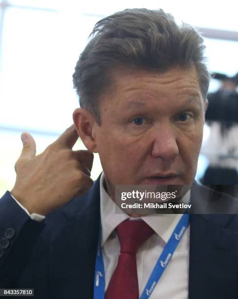 Russian businessman, Gazprom CEO Alexei Miller attends the State Council meeting at the Eastern Economic Fourm on September 6, 2017 in Vladivostok,...