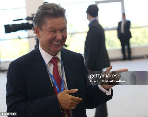 Russian businessman, Gazprom CEO Alexei Miller attends the State Council meeting at the Eastern Economic Fourm on September 6, 2017 in Vladivostok,...