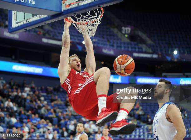 Michal Sokolowski of Poland, Georgios Papagiannis of Greece during the FIBA Eurobasket 2017 Group A match between Greece and Poland on September 6,...