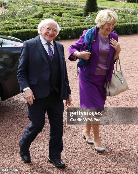 The President of Ireland Michael D Higgins and his wife Sabina Coyne arriving to meet Prince Charles, Prince of Wales, known as the Duke of Rothesay...