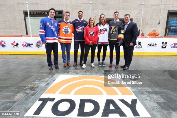 Ryan McDonagh of the New York Rangers, Connor McDavid of the Edmonton Oilers, Seth Jones of the Columbus Blue Jackets, Cassie Campbell-Pascall, A.J....