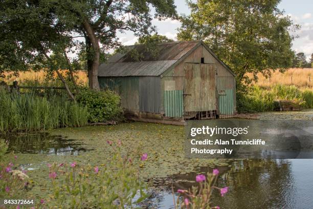 derelict boat shed - shed stock pictures, royalty-free photos & images