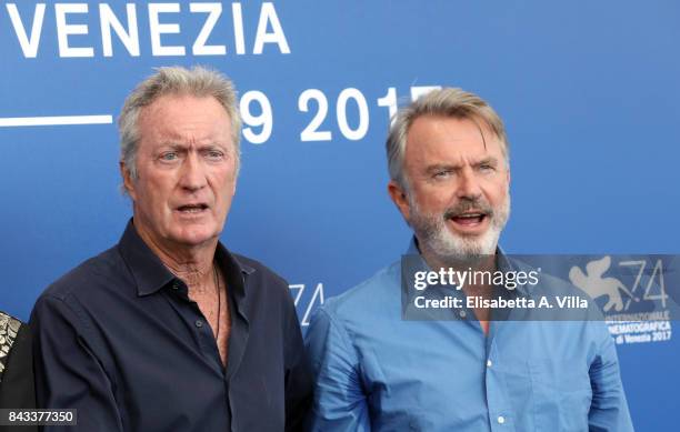 Bryan Brown and Sam Neill attend the 'Sweet Country' photocall during the 74th Venice Film Festival on September 6, 2017 in Venice, Italy.