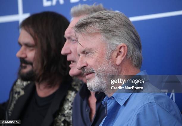 Warwick Thornton, Bryan Brown and Sam Neill attends the 'Sweet Country' photocall during the 74th Venice Film Festival in Venice, Italy, on September...