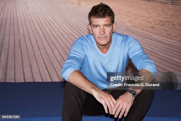 Actor Antonio Banderas poses at a photocall for the film 'The Music Of Silence' during the 43rd Deauville American Film Festival on September 6, 2017...