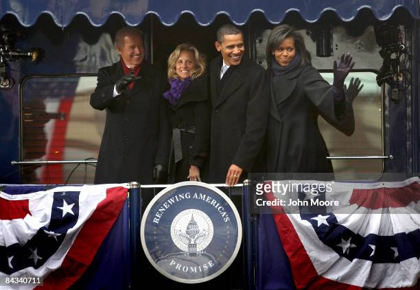 Vice President-elect Joseph Biden, his wife Jill Biden, U.S. President -elect Barack Obama and his wife Michelle Obama prepare to leave the station...